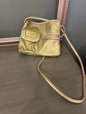 Metallic Gold Crossbody Bag with Front Pocket